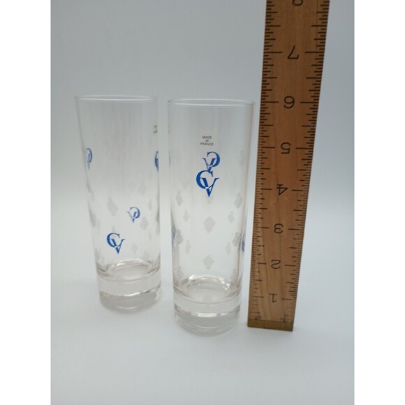 2 Courvoisier 6 Oz Cognac High Ball Rocks Drinking Glasses Blue CV Logo - Picture 3 of 3